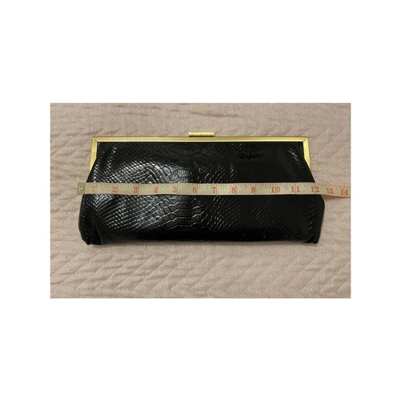 Black Croc Embossed Clutch - Picture 2 of 4